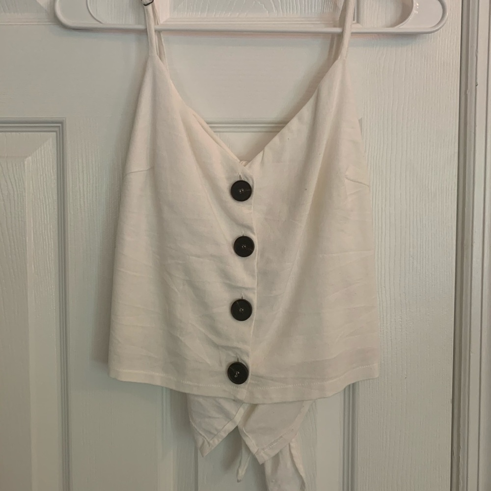 Button down tie back tank top